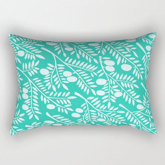 Turquoise Olive Branches Rectangular Pillow