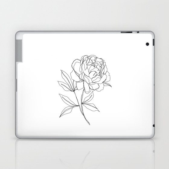 Botanical Illustration Line Drawing Peony Laptop Ipad Skin By Thecolourstudy Society6