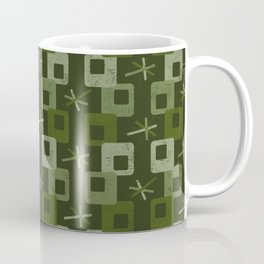 Mid Mod Geometric Groove Pattern - Olive Green Coffee Mug