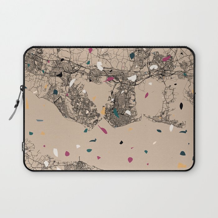 England, Portsmouth - Terrazzo Map Illustrated Laptop Sleeve