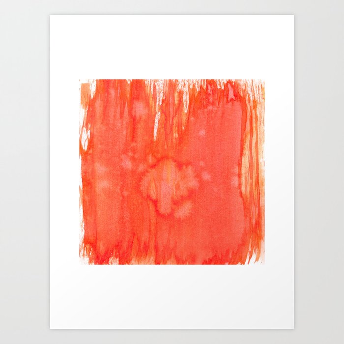 Red Square Abstract Watercolor Painting Art Print By Mininst