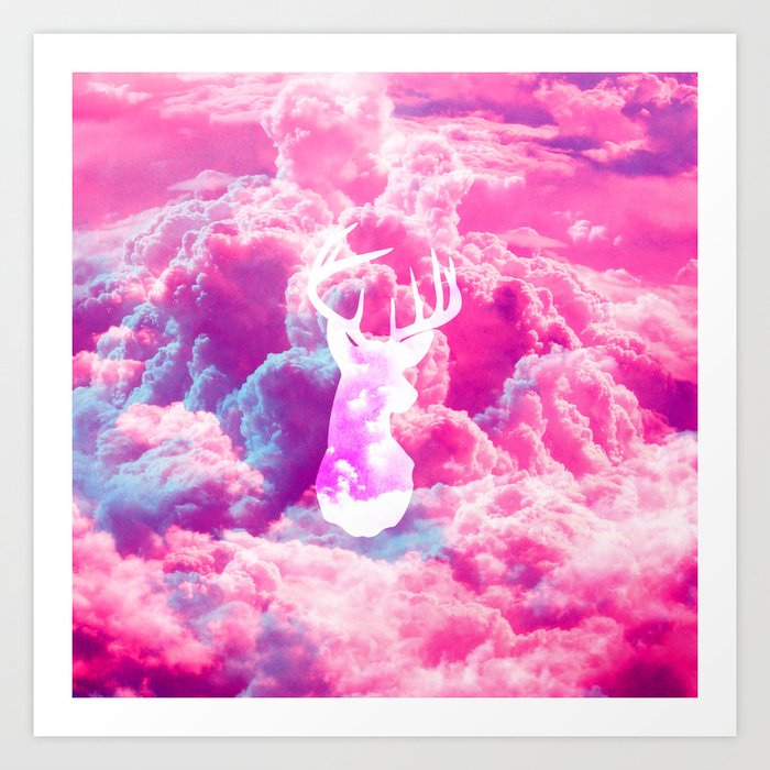 Deer In The Clouds Art Print
