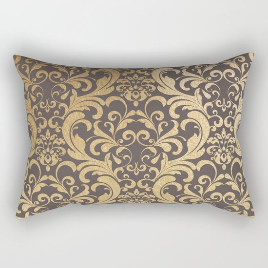 Gold swirls damask #1 Rectangular Pillow