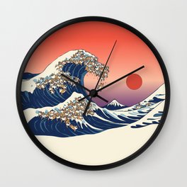 The Great Wave of Shiba Inu Wall Clock | Wave, Ocean, Natural, Sun, Shibainu, Huebucket, Shiba, Curated, Vintage, Dog 