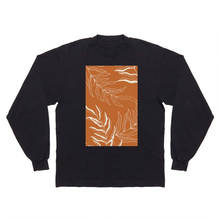Terracotta Leaves Pattern Long Sleeve T Shirt