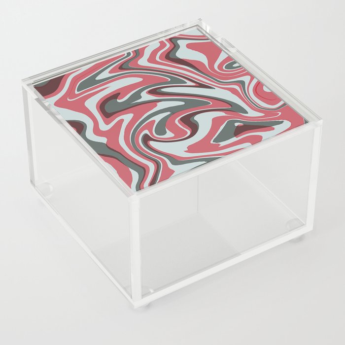 Unique Red And Grey Liquid Marble,Swirl Abstract Pattern Acrylic Box