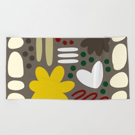 Abstract vintage color shapes collection 3 Beach Towel
