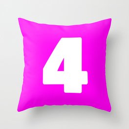 4 (White & Magenta Number) Throw Pillow