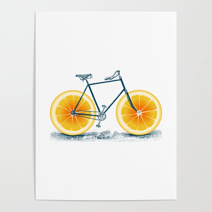 Vintage Orange Old Bike with Retro Cycle Frame Poster