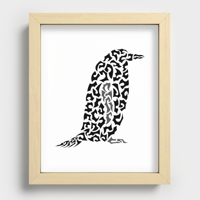 Penguin in shapes Recessed Framed Print