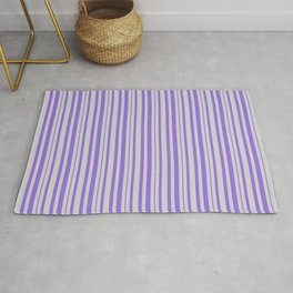 [ Thumbnail: Light Gray & Purple Colored Lines Pattern Rug ]