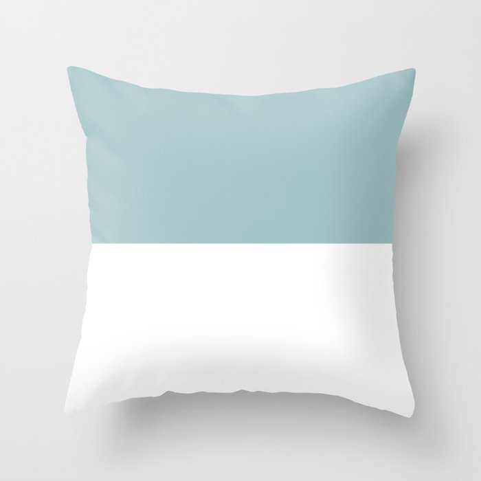  Dusty Mint Green And White Split in Horizontal Halves Throw Pillow