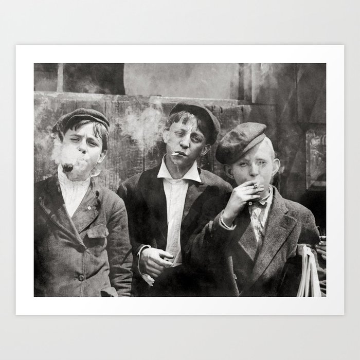 Newsies Boys Smoking Lewis Hine 1910 Art Print