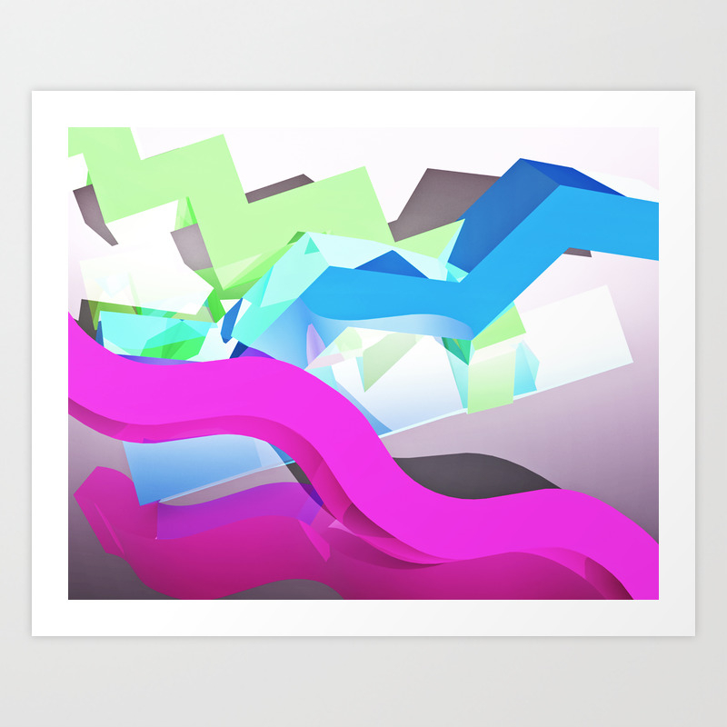3d Geometric Shapes Art Print By Idleamusement Society6