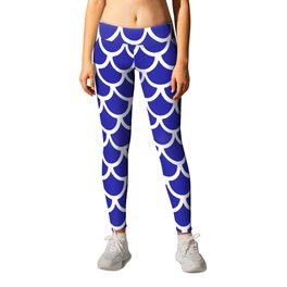 Scales (White & Navy Blue Pattern) Leggings | Scallops, Marine, Sea Maid, Scaled, Graphicdesign, Sea, Nautic, Scales, Scale, Beautiful 
