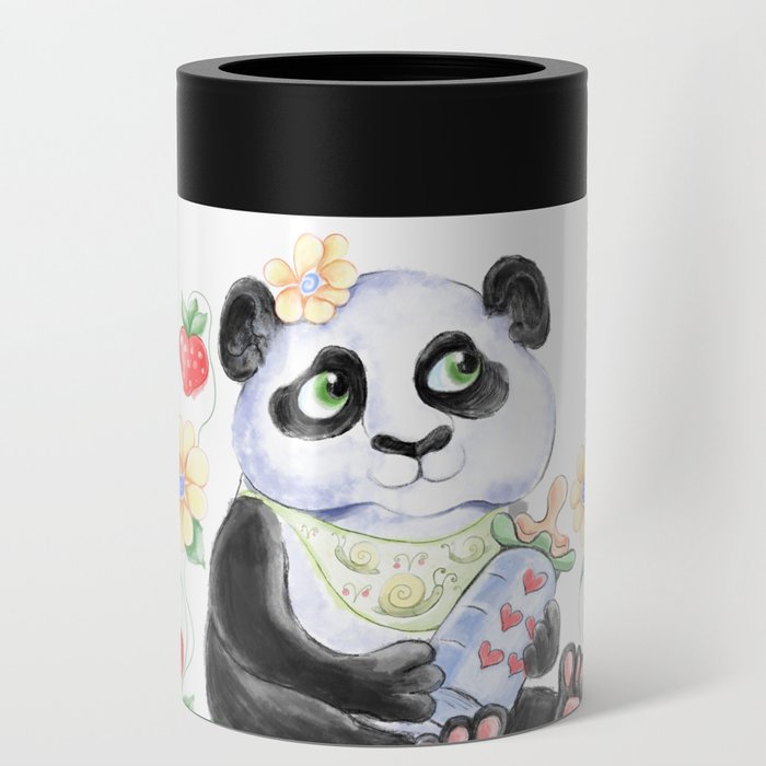 Baby Panda with strawberryes, Girl Baby shower  Can Cooler