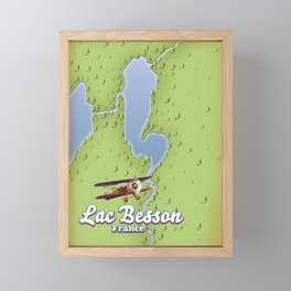 Lac Besson lake map Framed Mini Art Print