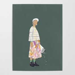 Fashionista with flowers Poster