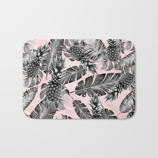 Leaves and pineapples pattern Bath Mat
