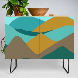 Take a Hike - turquoise, teal, ochre , umber hills Credenza