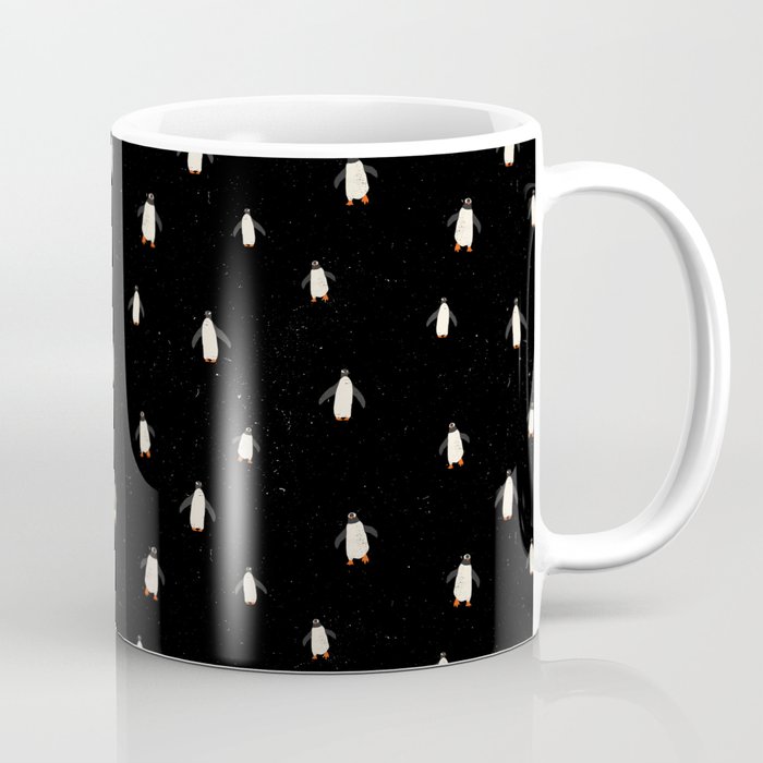 Penguin pattern on Black background Coffee Mug