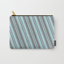 [ Thumbnail: Powder Blue and Gray Colored Lines Pattern Carry-All Pouch ]
