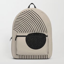 Mid Century Modern Abstract Art 19 Backpack | Graphicdesign, Arch, Neutral, Midcentury, Beige, Shapes, Earthy, Simple, Black And White, Abstract 