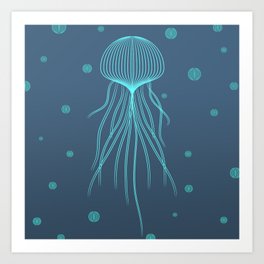 Jellyfish Blue Art Print
