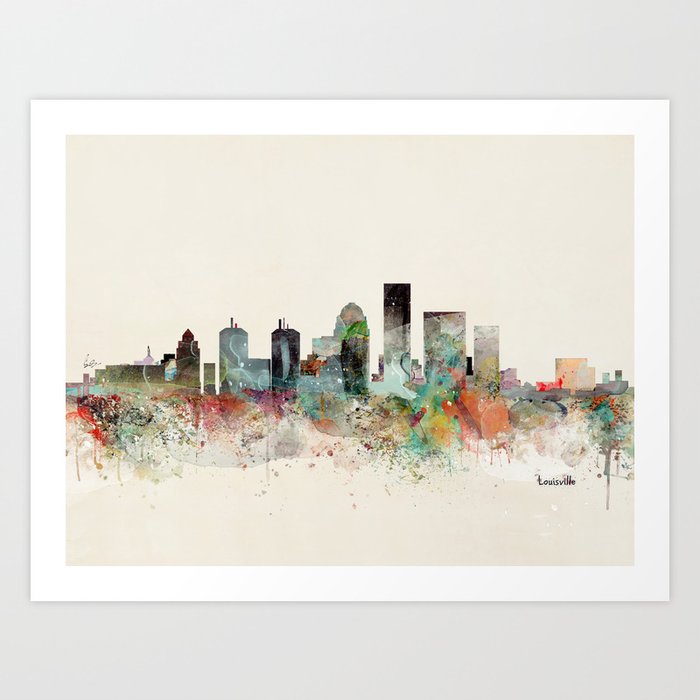 Louisville City Skyline Framed Print by Bri Buckley - Pixels