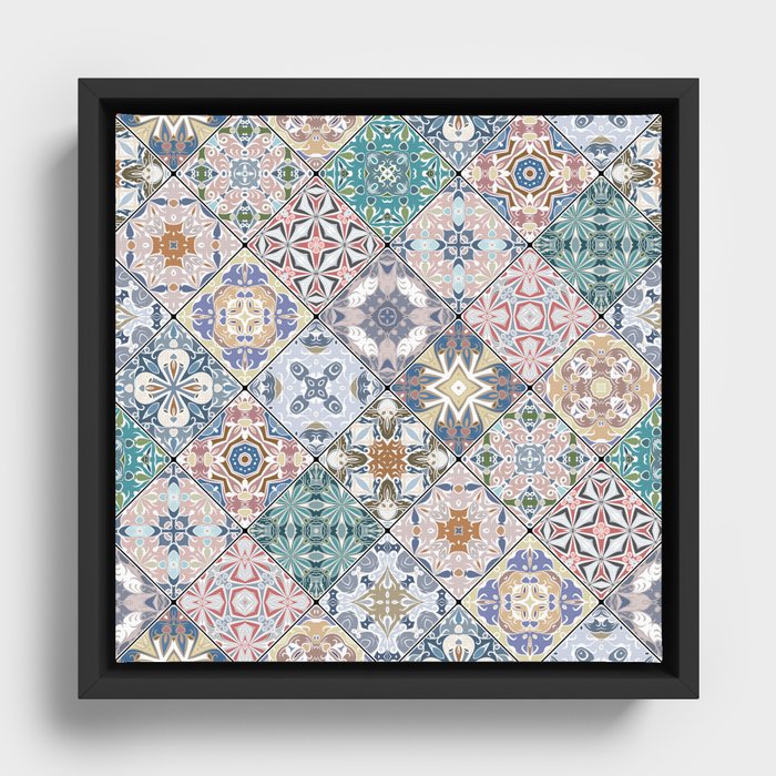Mediterranean Decorative Tile Print XVI Framed Canvas