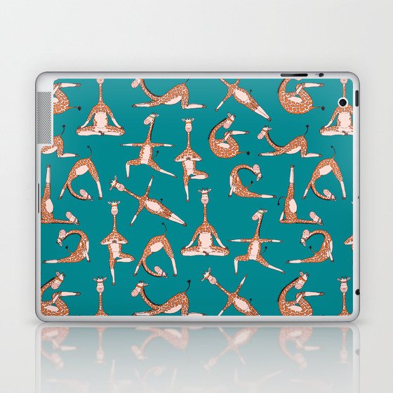 Cute Giraffes In Yoga Poses Laptop & iPad Skin