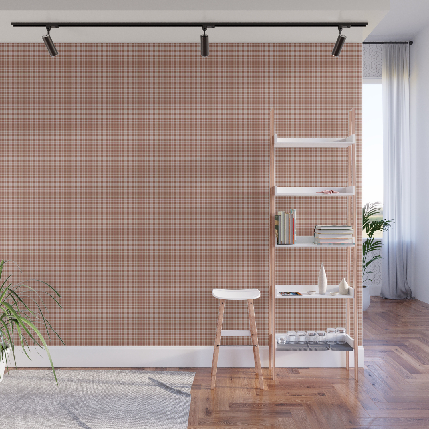 Sherwin Williams Cavern Clay Plaid Pattern Wall Mural By