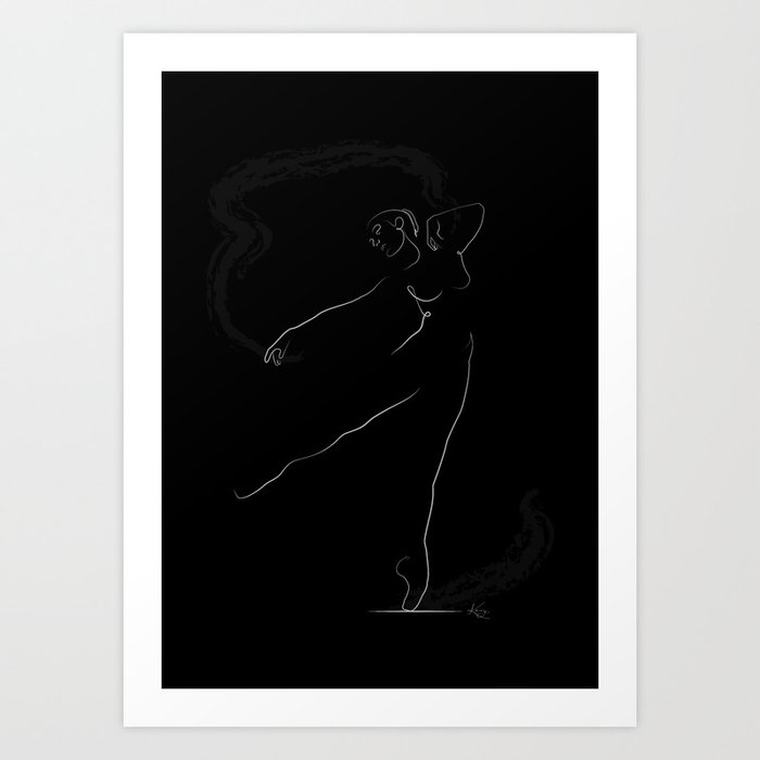 'REACH AT MIDNIGHT' Dancer Line Drawing Art Print