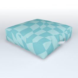 Warped Checkered Pattern in Aqua Blue, Wavy Checkerboard Outdoor Floor Cushion