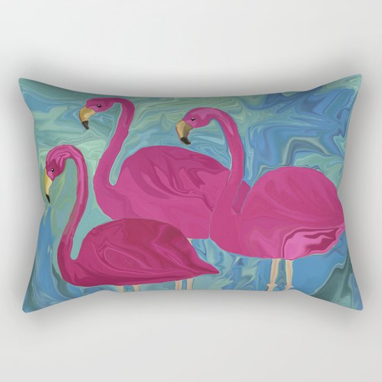 The Three Flamigos Rectangular Pillow