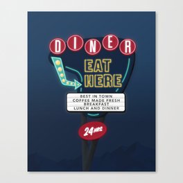 Vintage Neon Diner Sign Canvas Print