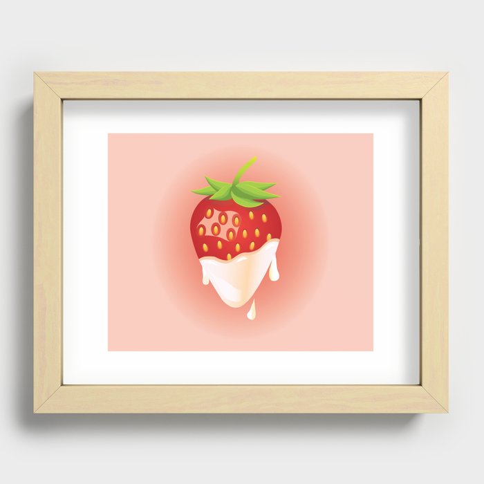 Strawberry covered with cream Recessed Framed Print