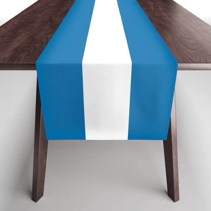 Blue and White Horizontal Stripe Pattern 2022 Trending Color Pantone Indigo Bunting 18-4250 Table Runner