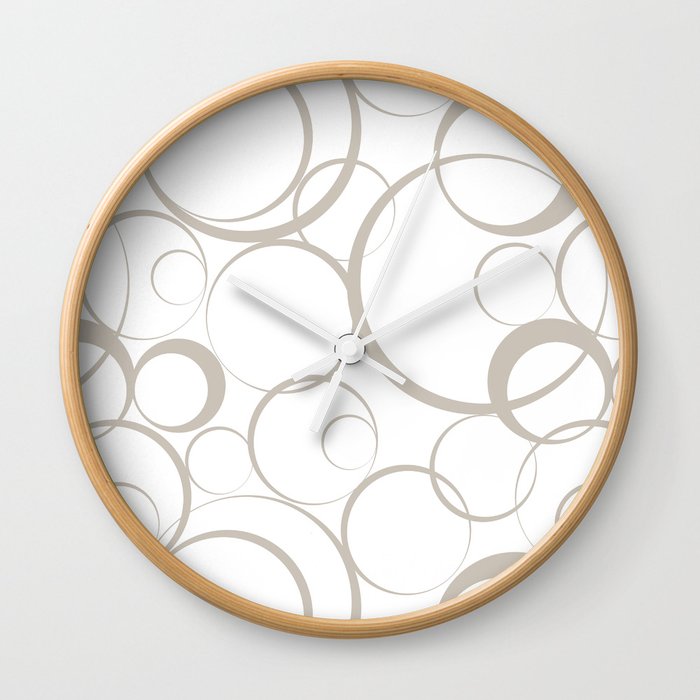 Taupe and White Funky Ring Circle Pattern Pairs Diamond Vogel 2022 Popular Colour Palatine 0370 Wall Clock