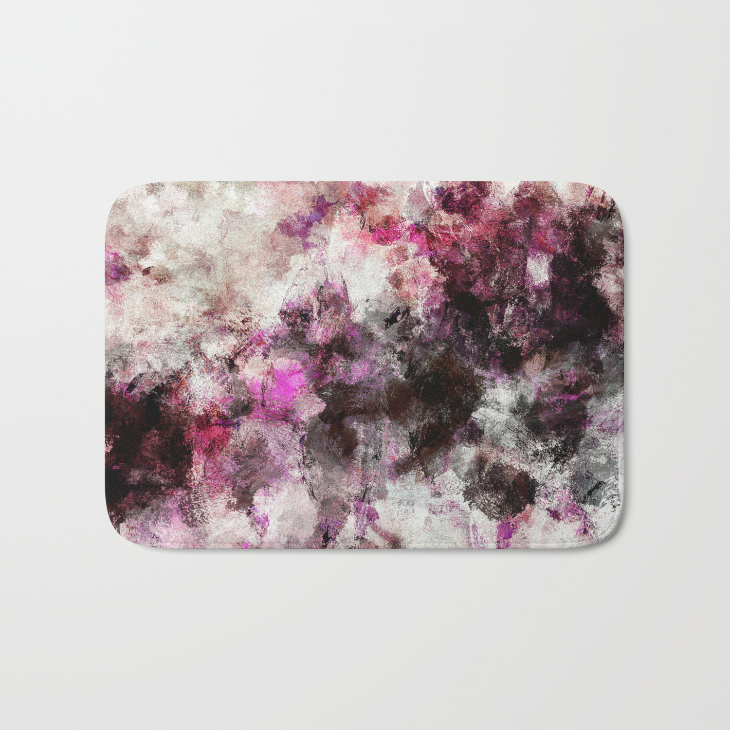 Modern Abstract Painting In Purple And Pink Tones Bath Mat By