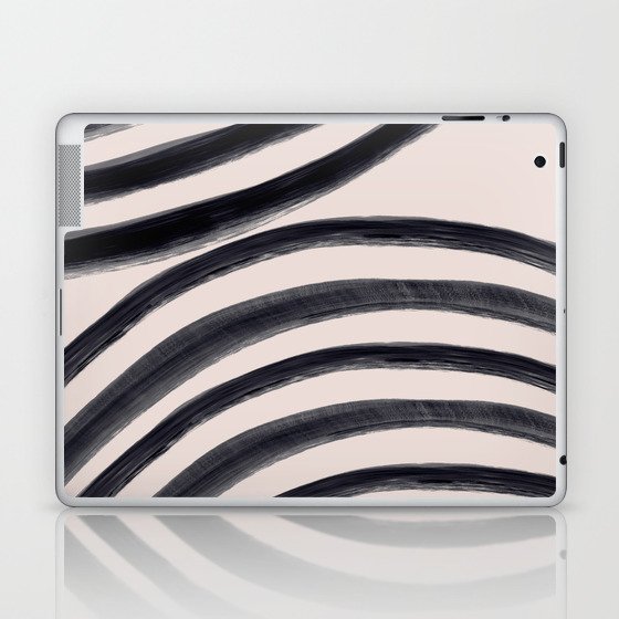 Modern Brushstroke Lines in Black and White Laptop & iPad Skin