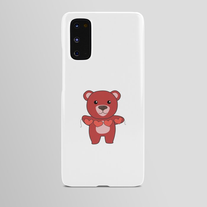 Valentine's Day Bear Cute Animals With Hearts Android Case