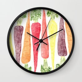 Rainbow Carrots (Wide) Wall Clock
