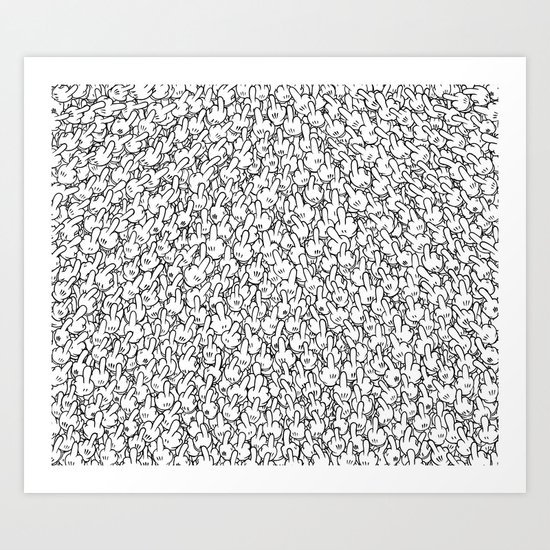 Middle fingers of Mickey Mouse Art Print