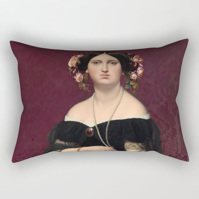 Madame Moitessier, 1851 by Jean-Auguste-Dominique Ingres Rectangular Pillow