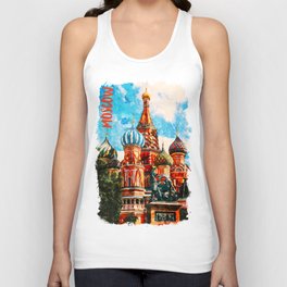 Moscow Russia city watercolor Unisex Tank Top