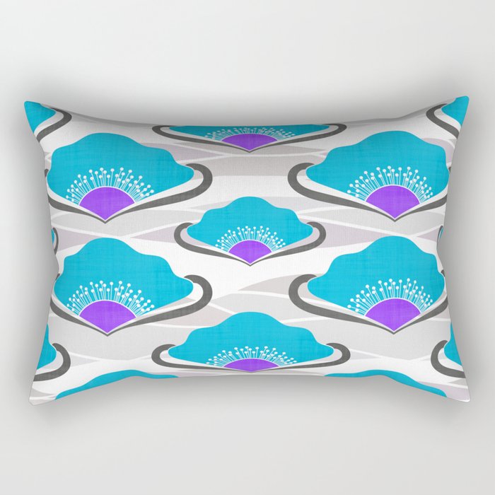 Turquoise Deco Fan Rectangular Pillow