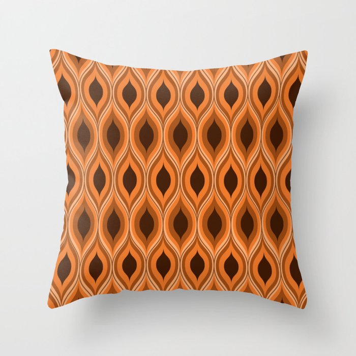 Classic Retro mid century orange and brown ogee pattern  Throw Pillow