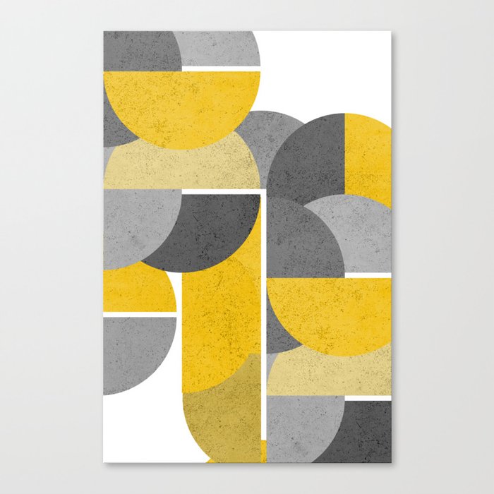 Modern Yellow and Gray Geometric 3 Canvas Print