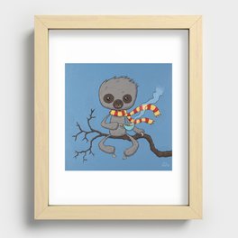Sloth Drinking Tea Recessed Framed Print